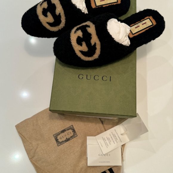 Gucci (Authentic) Merinos GG shoes/slippers Women’s size 38 Black-Butterscotch - Picture 4 of 6